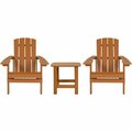 Flash Furniture Charlestown 2-Pack Teak Faux Wood Adirondack Chairs with Side Table 354JJC14501T